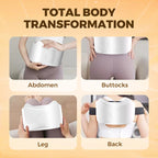 Arenzza cordless electric abdominal massager showing a compact device designed for fat burning and digestion relief.