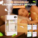 Arenzza USB rechargeable aromatherapy diffuser in sleek white design with mist and light features on a neutral background.
