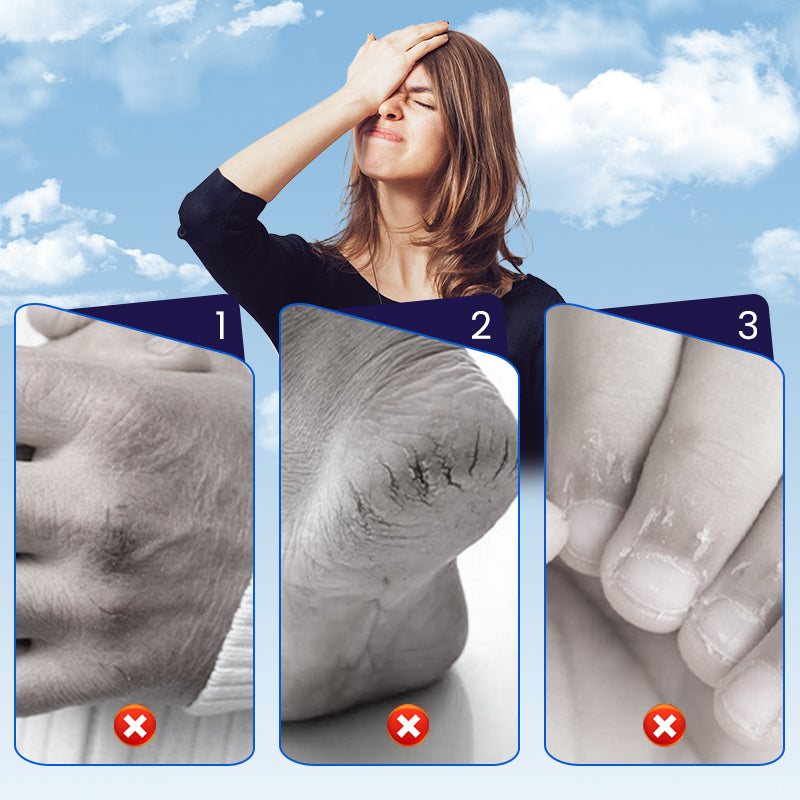 Arenzza cracked skin repair patch on a heel, showing its transparent, waterproof design for deep hydration and pain relief.
