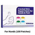 Arenzza cracked skin repair patches for heels and elbows, showing waterproof, deep hydration and pain relief benefits.