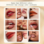 Arenzza color-changing lipstick with transferproof, auto-tint formula, featuring a crystal-clear, contact-activated color transformation.