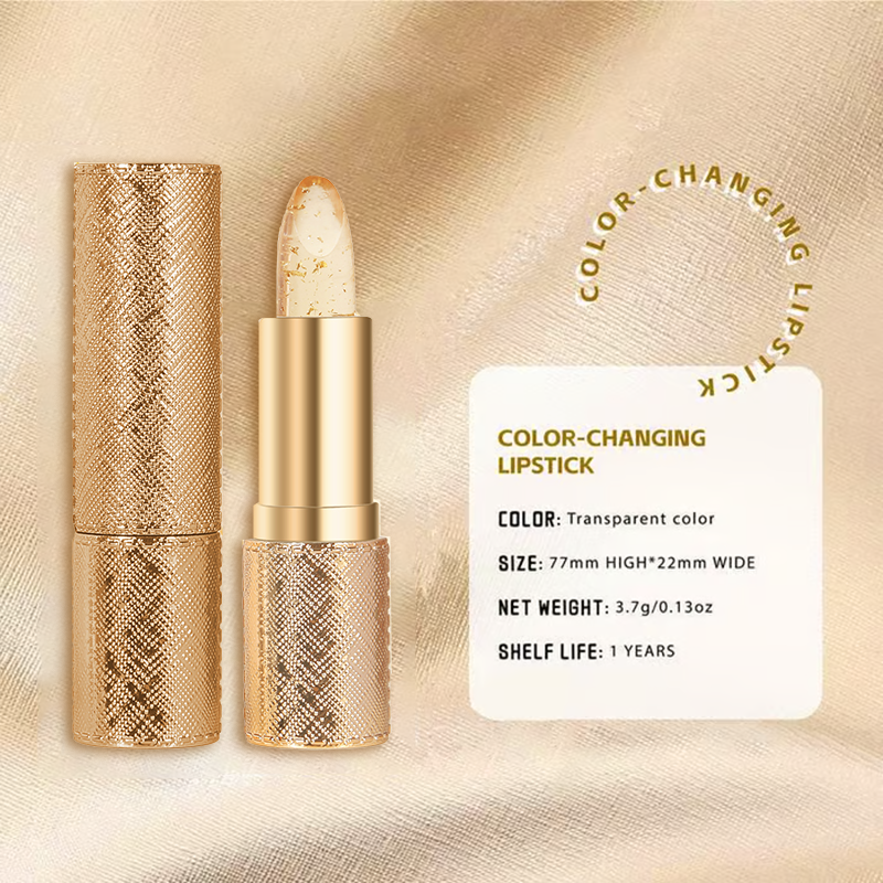 Aarenza transferproof color-changing lipstick with crystal-clear color alchemy and auto-tints on contact, displayed on a neutral background.
