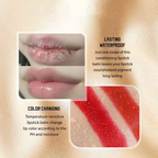 Arenzza transferproof color-changing lipstick with crystal-clear color alchemy and auto-tints on contact, in a sleek tube.