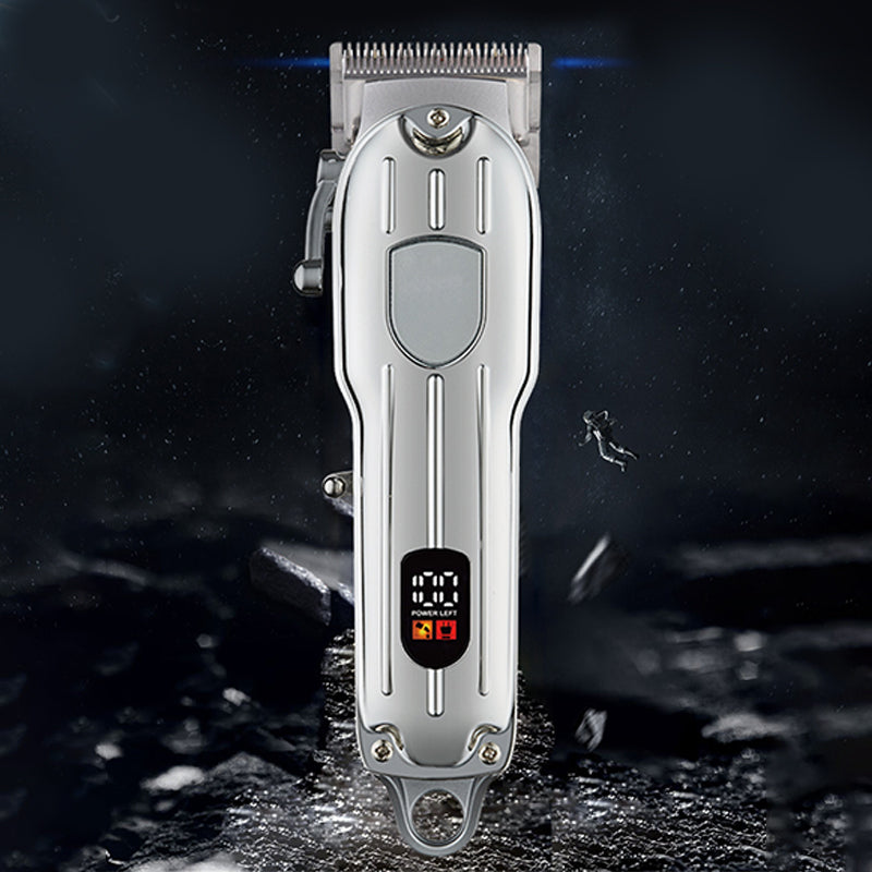 Arenzza rechargeable hair clipper with a sleek black design, featuring adjustable blades and a powerful motor for long-lasting grooming.