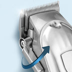 Arenzza rechargeable hair clipper with a sleek black design, showing the clipper head and ergonomic handle for hair cutting.