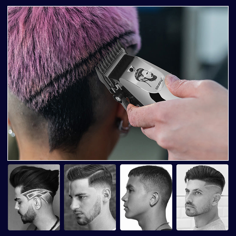 Amen's multi-function electric hair clippers by Arenzza with adjustable blades and a sleek black design for grooming and styling.