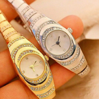 Aarenzza women’s rhinestone bracelet watch with a sparkling band and round watch face, stylish jewelry for health and beauty.