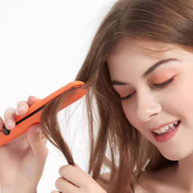 Arenzza 2-in-1 mini curling wand and flat iron hair straightener, compact and sleek, suitable for styling and straightening hair.