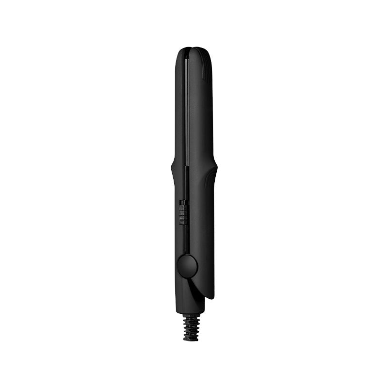 Arenzza 2-in-1 mini curling wand and flat iron hair straightener in black with digital controls, compact and portable for styling.