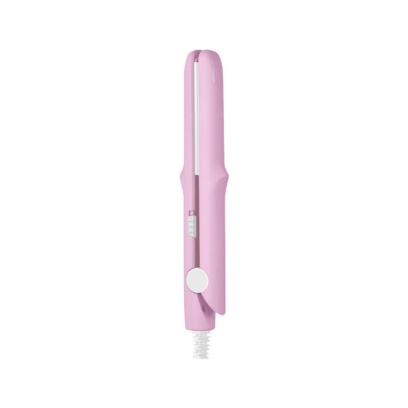 Arenzza 2-in-1 mini curling wand and flat iron hair straightener in black with a sleek design for styling hair.