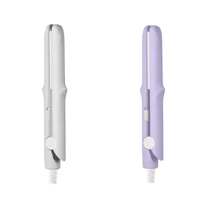 Arenzza 2-in-1 mini curling wand and flat iron hair straightener, compact design for styling hair at home or on the go.