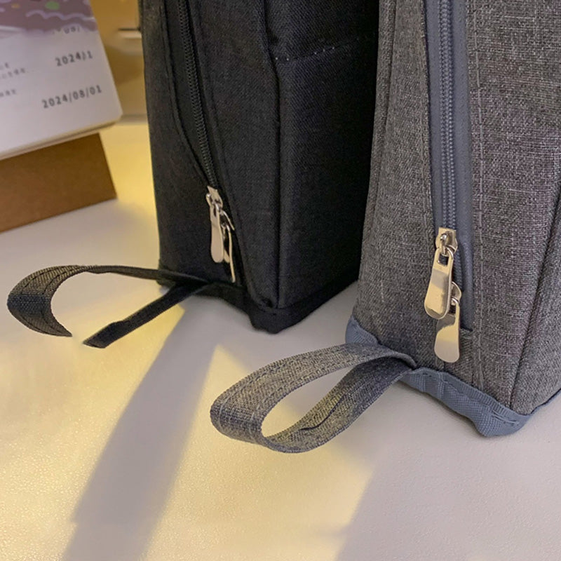 Arenzza large capacity Oxford cloth standing makeup bag with multiple compartments for health and beauty essentials.