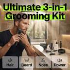 Amen's 3-in-1 electric grooming kit by Arenzza with multiple attachments for beard trimming, hair cutting, and grooming.