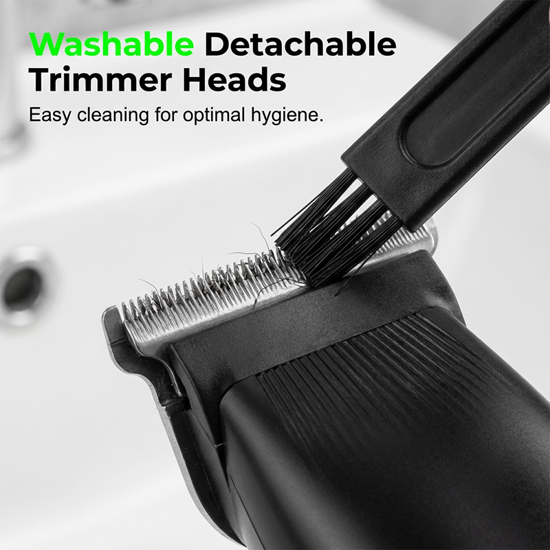 A men’s 3-in-1 electric grooming kit by Arenzza with various attachments for trimming, shaving, and grooming facial hair.