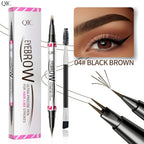 Arenzza 3D waterproof microblading eyebrow pen, close-up of the black pen with textured grip and fine tip for precise eyebrow makeup.