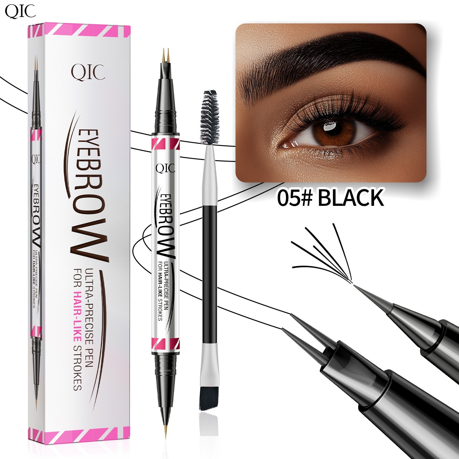 Arenzza 3D waterproof microblading eyebrow pen, health and beauty product, with a sleek pen design and brow shading tips.