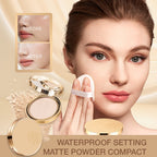 Arenzza Waterproof Setting Matte Powder Compact, health and beauty product, with a sleek black case and smooth matte finish.