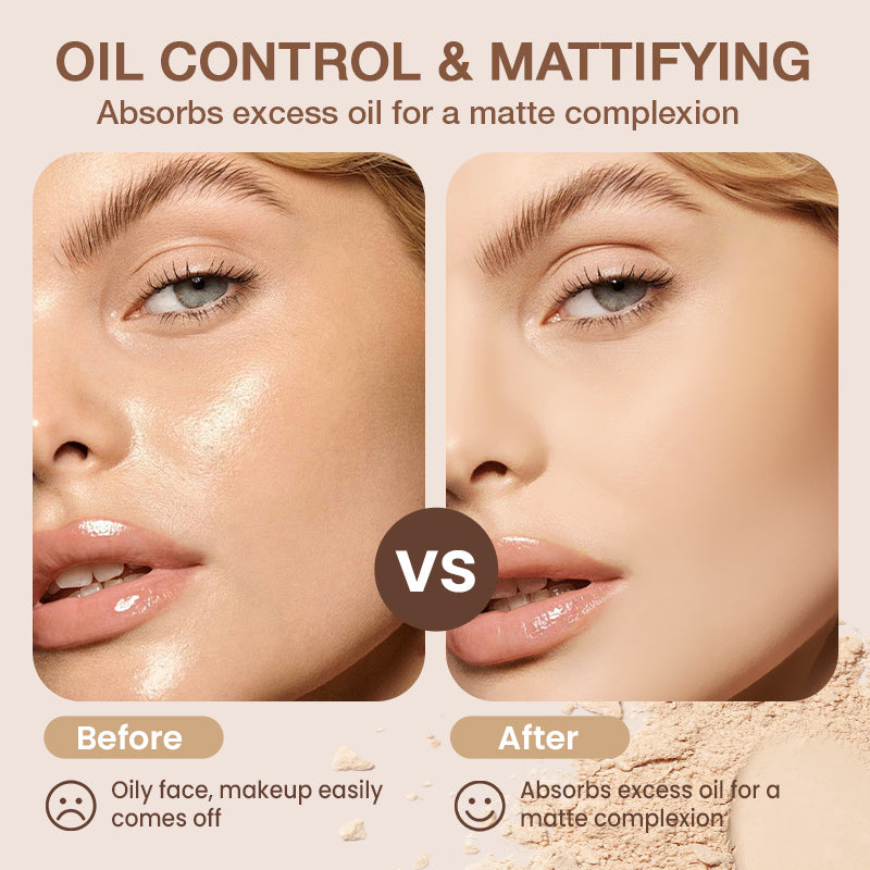 Arenzza waterproof matte setting powder compact with a sleek case, suitable for health and beauty skincare routines.
