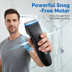 Arenzza digital display body trimmer for men, showing a sleek design with digital controls and adjustable trimming attachments.