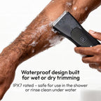 Arenzza digital display body trimmer for men with adjustable settings, shown on a clean white background.