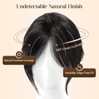 Arenzza partial bangs hair piece in natural brown, styled with soft, layered bangs for a stylish hair accessory.