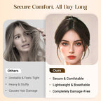 Arenzza partial bangs hair piece in natural hair, styled to showcase the trendy, realistic look for health and beauty enhancements.