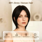 Arenzza 2025 Hot Sale Partial Bangs Hair Piece showing brown hair with styled bangs on a mannequin head.