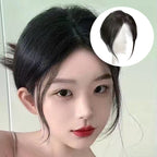 Arenzza partial bangs hair piece in natural hair, showcasing realistic, styled partial fringe for health and beauty enhancement.