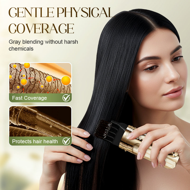 Arenzza 2-in-1 hair dye comb for gray hair, showing a close-up of the comb designed for easy hair coloring and touch-ups.