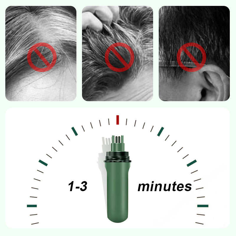 Aarenza temporary gray coverage hair dye pen shown with the gray dye tip and packaging in a health and beauty setting.