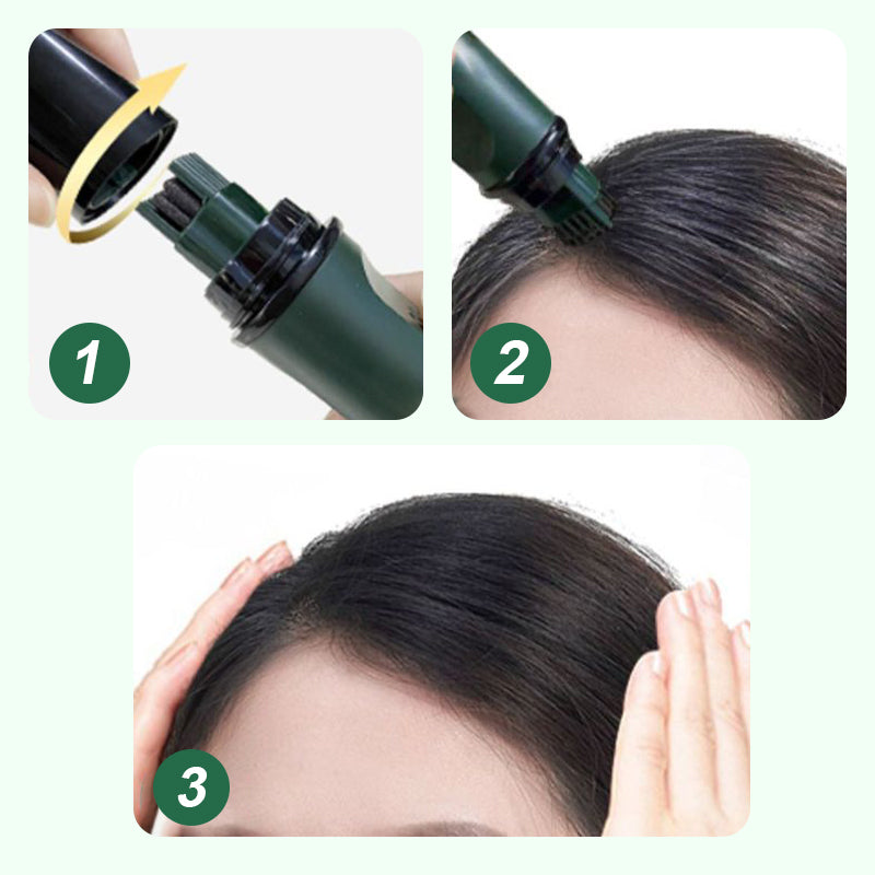 Aarenza Temporary Gray Coverage Hair Dye Pen held in hand showcasing gray hair color application for quick touch-ups.