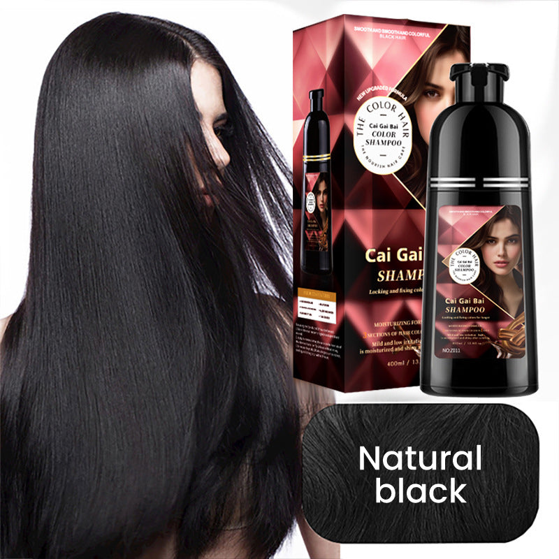 Arenzza 3-in-1 hair coloring shampoo with plant extracts for vibrant hair, shown in a sleek bottle on a white background.