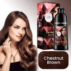 Arenzza 3-in-1 hair coloring shampoo with plant extracts, showcasing vibrant hair color and natural ingredients in a health and beauty product.