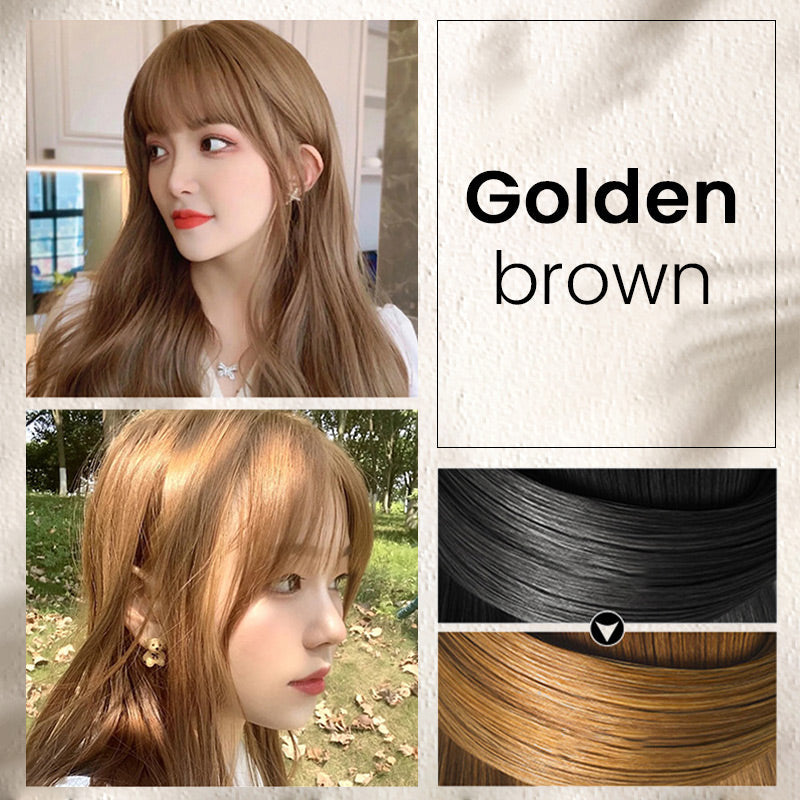 Arenzza colorful plant hair dye with innovative comb applicator, showing vibrant hair color and applicator tool for easy styling.