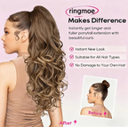 Aarenza clip-on wavy ponytail extension in a purple color, designed for quick hair styling and added volume.