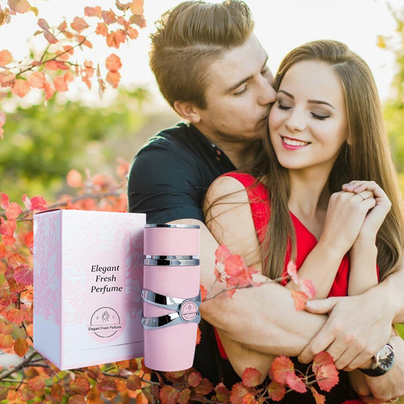 Arenzza 100ml luxury EDP perfume spray for women and men, elegant glass bottle with silver cap in a health and beauty setting.
