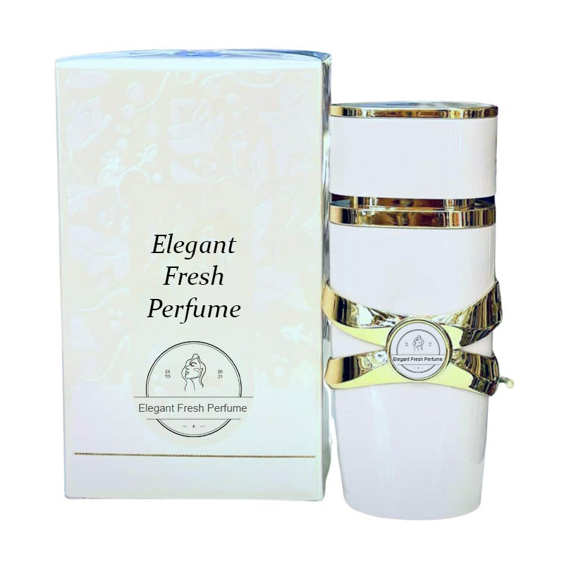 A 100ml Arenzza luxury EDP perfume spray for women and men, featuring a sleek glass bottle with a silver cap.