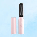 Arenzza 2-in-1 rechargeable long-lasting straightening comb for hair styling, featuring a sleek black design with adjustable settings.