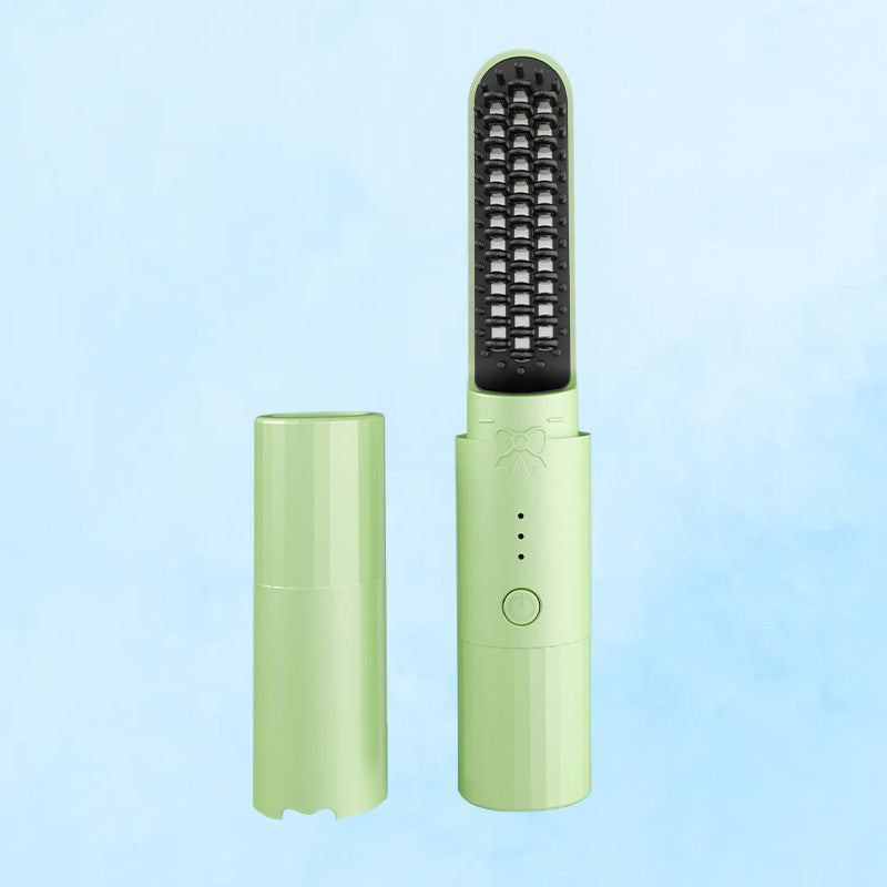 Arenzza 2-in-1 rechargeable straightening comb with long-lasting heating for smooth, straight hair in a health and beauty setting.