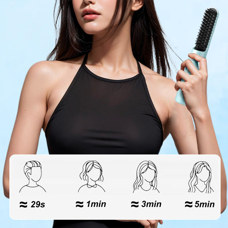 Arenzza 2-in-1 rechargeable straightening comb for hair, featuring a long-lasting, sleek design in a health and beauty setting