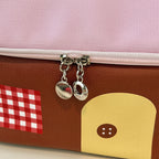 Aarenza large capacity color-block cartoon house-shaped handheld cosmetic bag for health and beauty storage.