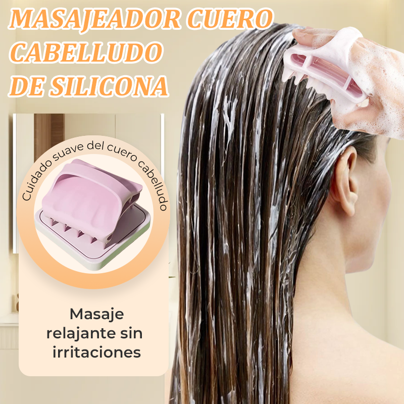 Arenzza Silicone Scalp Massager with flexible silicone bristles for relaxing scalp massage and hair care.
