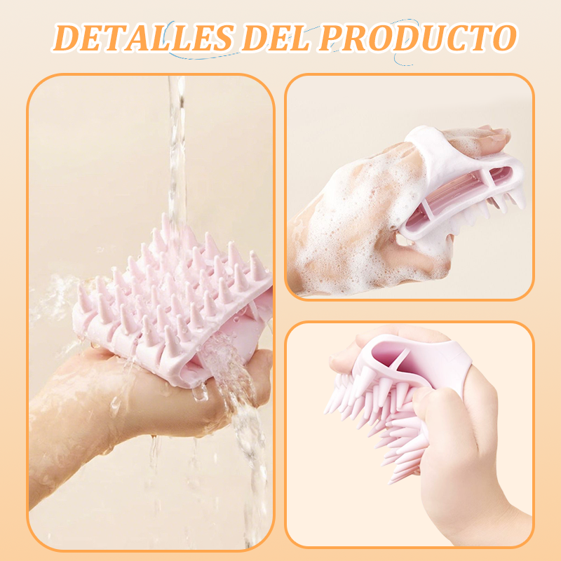 Arenzza Silicone Scalp Massager in vibrant pink with flexible silicone bristles for soothing scalp massage and hair care.