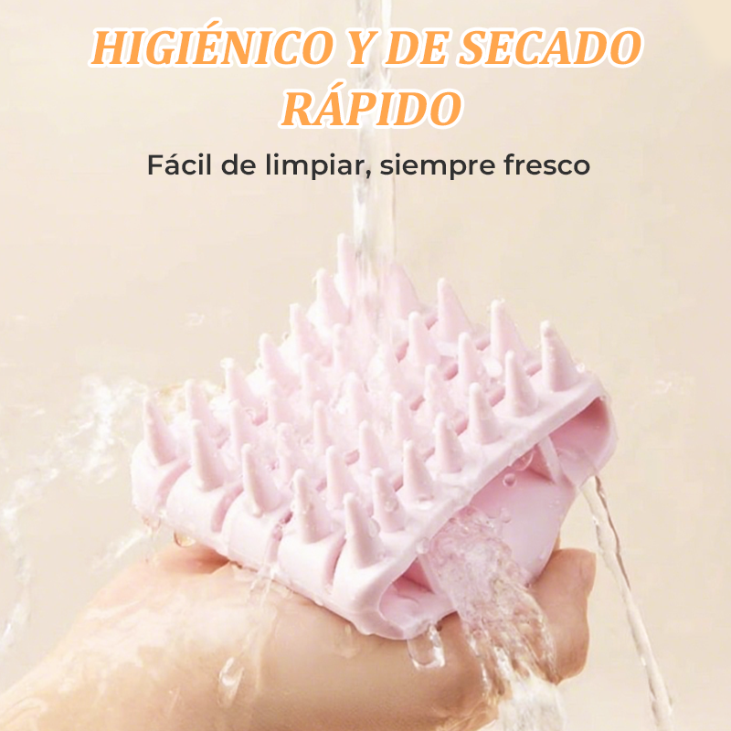Aarenzza silicone scalp massager with soft bristles for relaxing head massage and scalp stimulation, in a sleek black design.