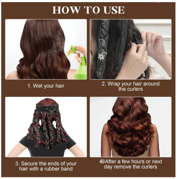 Aarenza Sleep-in heat-free curling hairband for heatless hair curling, shown in a health and beauty product image.
