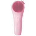 Arenzza electric face scrubber with heat and vibration features, shown with a sleek design and textured cleaning surface.