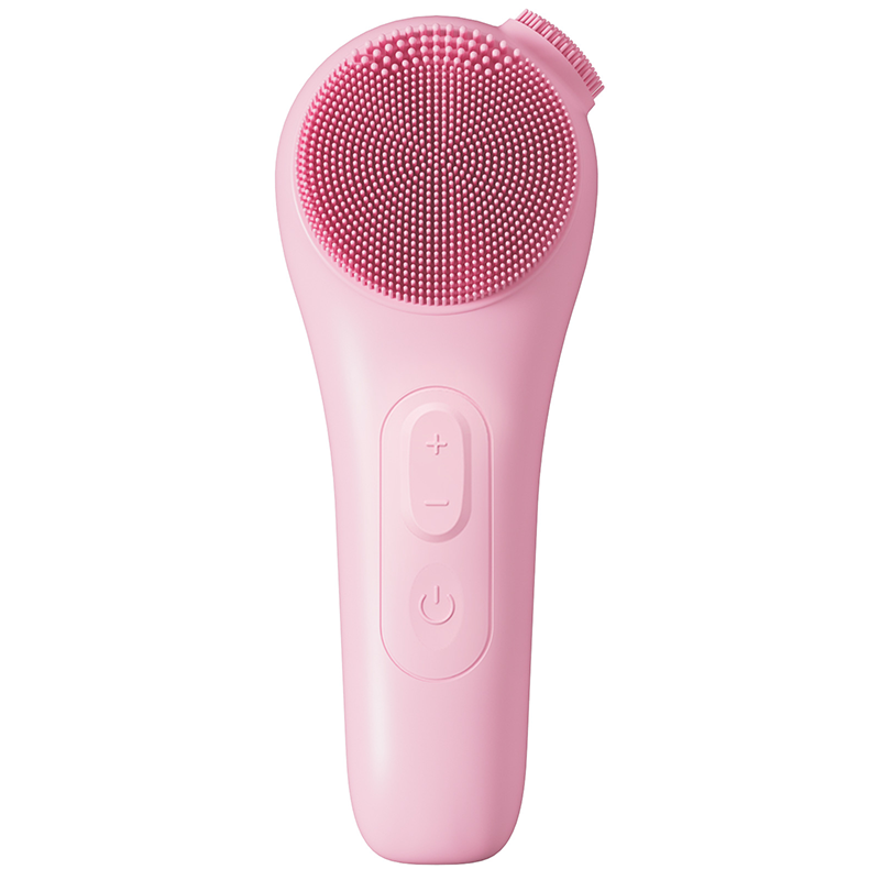 Arenzza electric face scrubber with heat and vibration features, shown with a sleek design and textured cleaning surface.