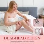 Arenzza portable dual-head electric epilator for hair removal, shown with sleek design and dual epilation heads for efficient use.