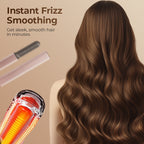 Arenzza portable cordless mini hair straightener comb with sleek design and ceramic plates for quick styling.