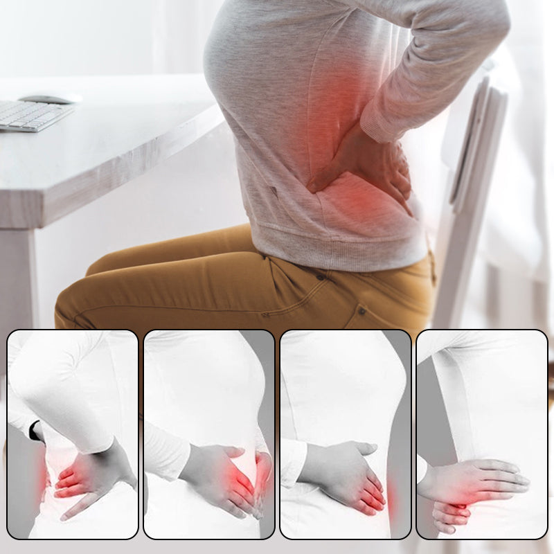 Arenzza electric heating waist belt with massage function, black adjustable belt for pain relief and muscle relaxation.